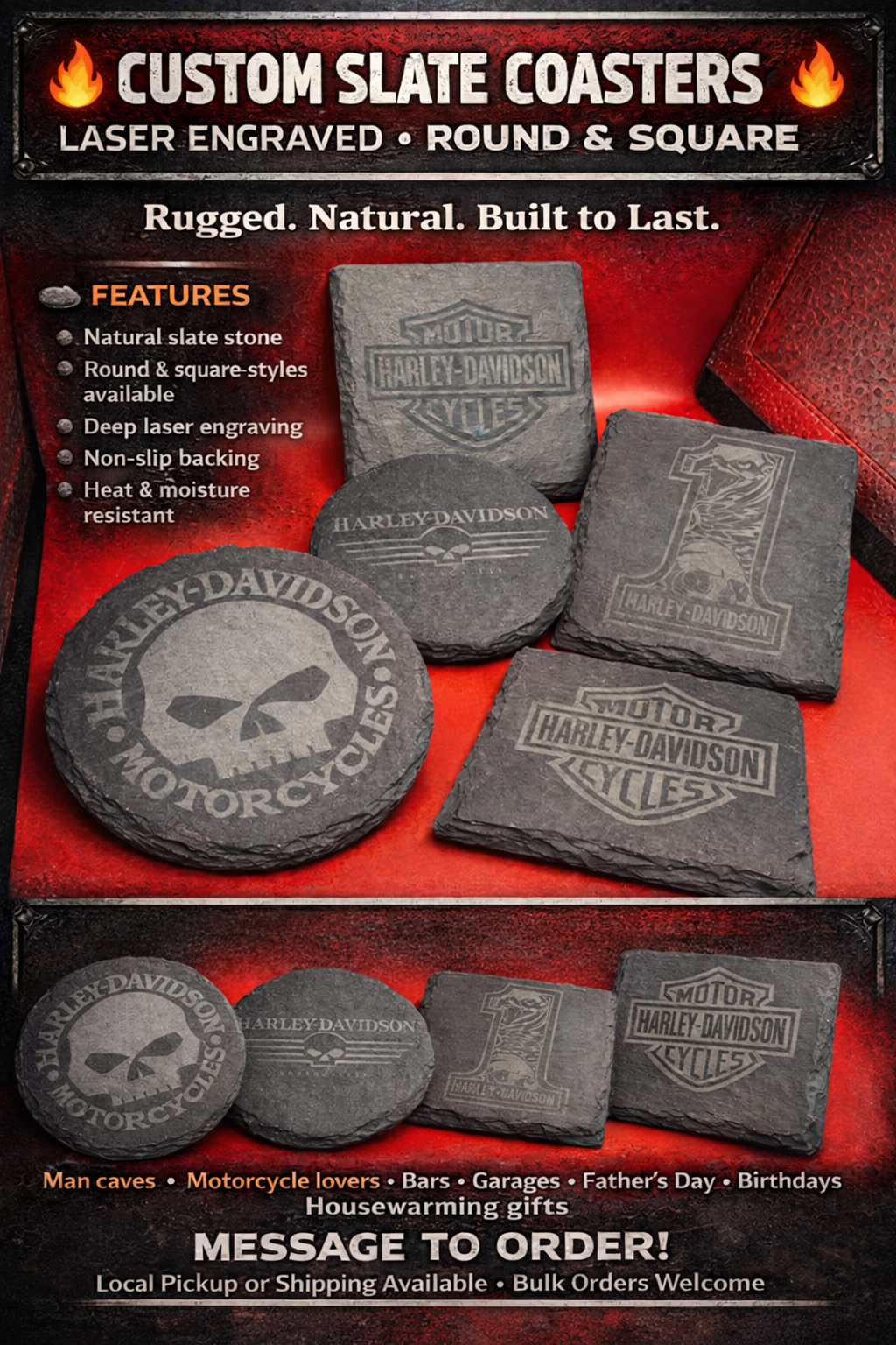 Custom Slate Coasters - Laser Engraved