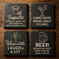 Hilarious Tequila Wine Beer Slate Coaster Set