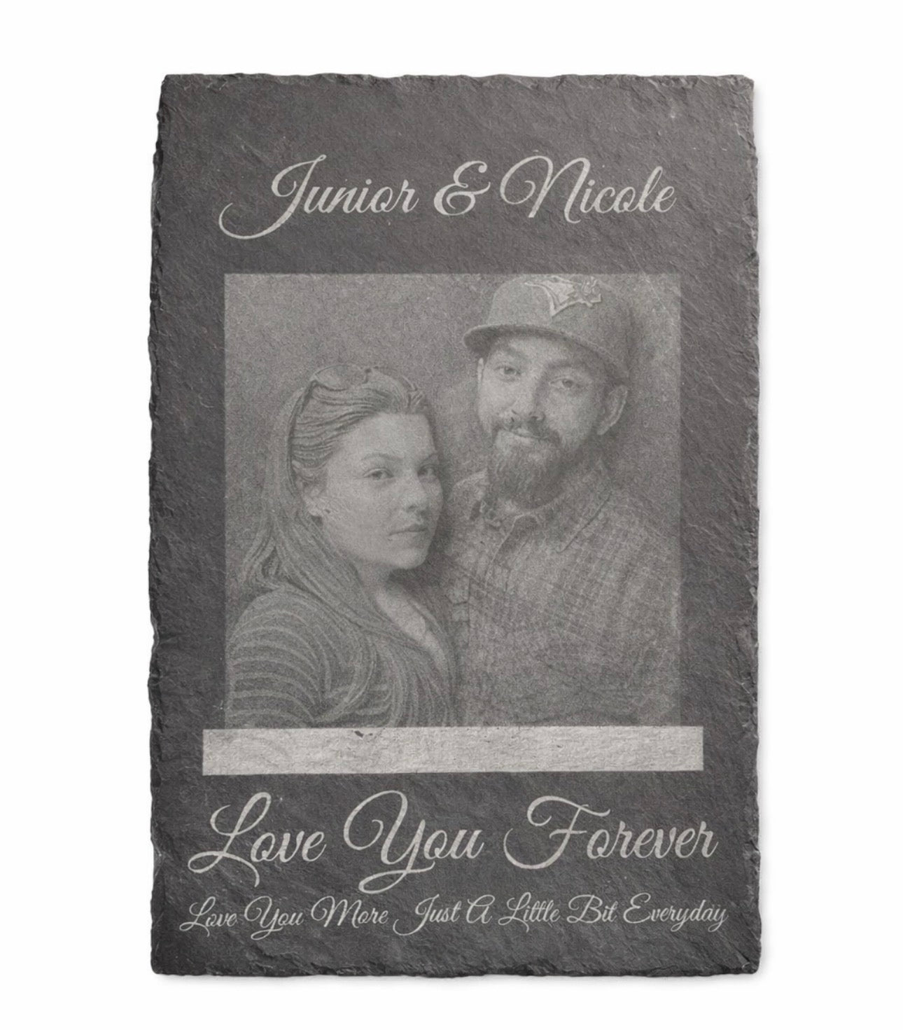 Personalized Photo Slate Plaque - Custom Engraved with Names & Message