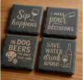 Funny Wine & Beer Slate Coaster Set