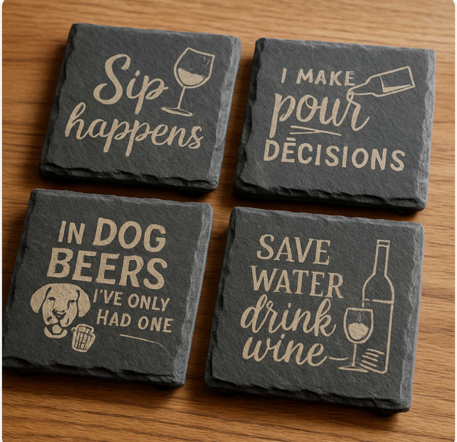 Funny Wine & Beer Slate Coaster Set
