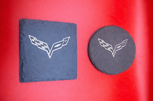 Custom Laser-Engraved Automotive Slate Coasters