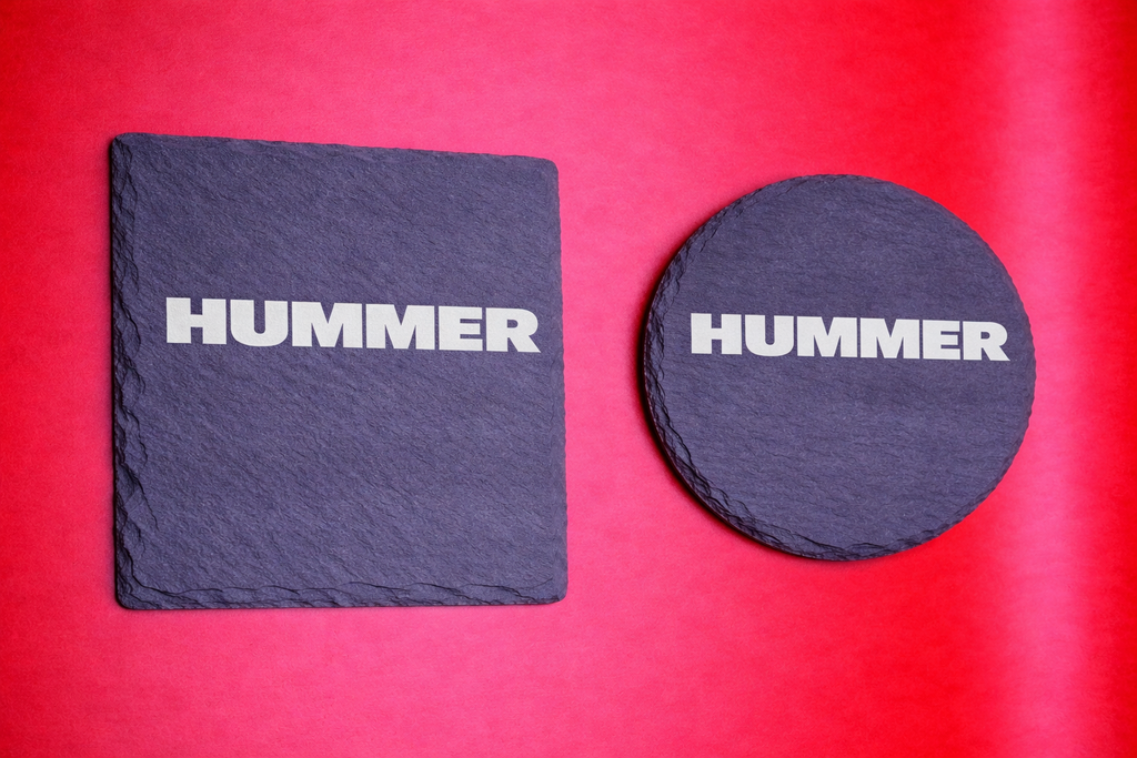 Custom Laser-Engraved Automotive Slate Coasters