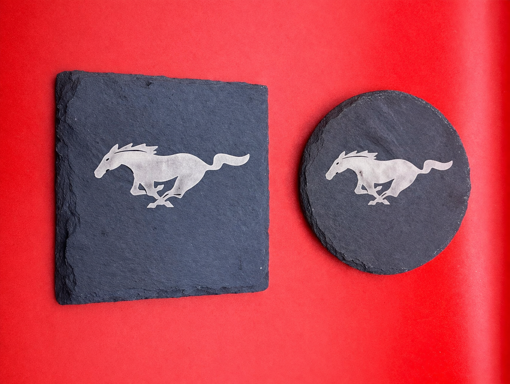Custom Laser-Engraved Automotive Slate Coasters